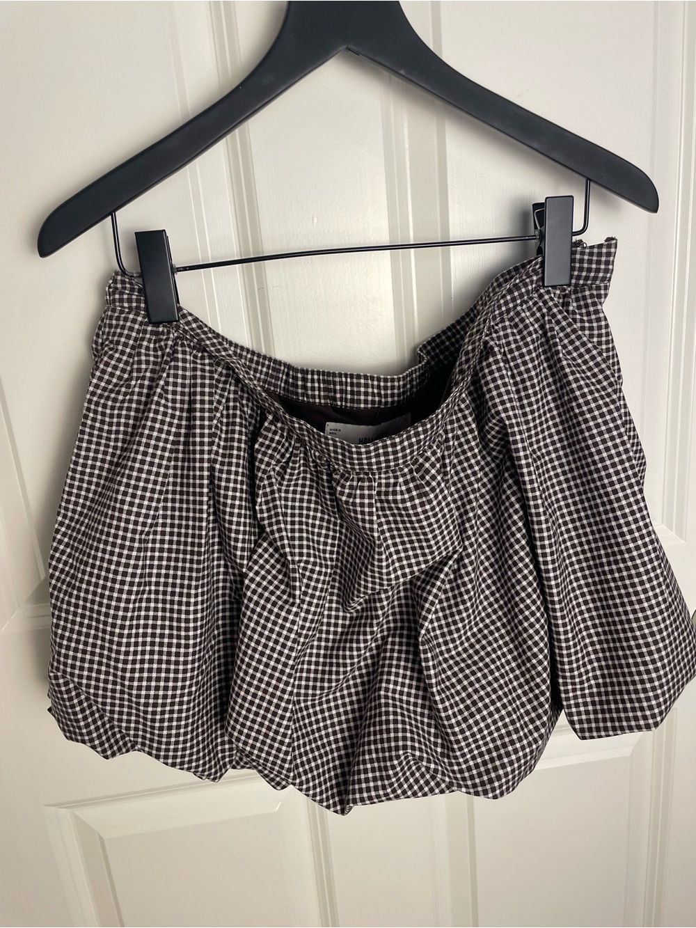 Hollister Brown and White Gingham Bubble Skirt